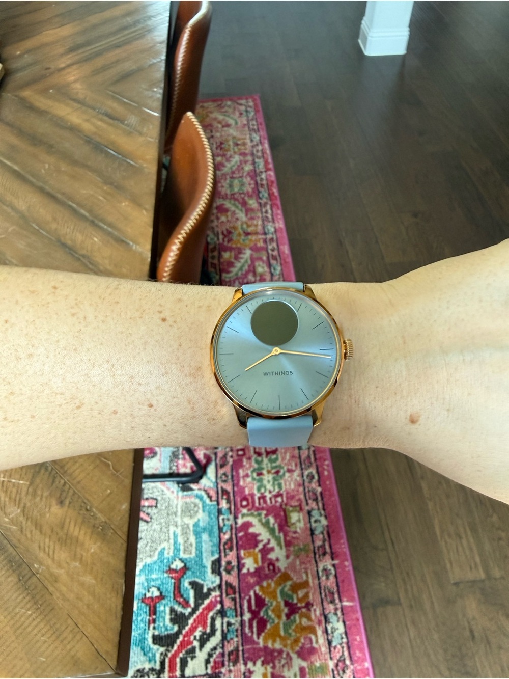 Withings Rose Gold Smartwatch with Light Blue Strap
